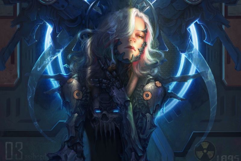 Cyborg, White Hair, Sci Fi, Cyberpunk, Girl, 1080P