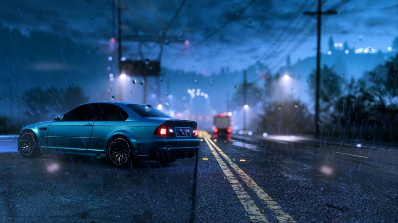 rain, city, BMW, night, 4K, NFS Heat