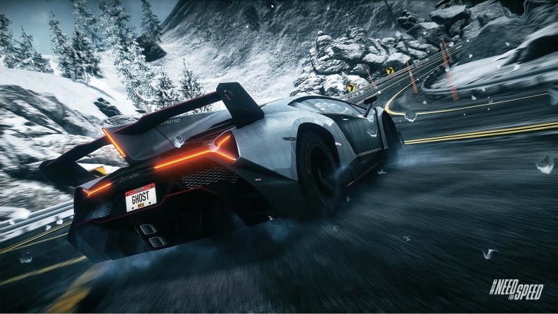 driving, Rivals, extreme Sports, engine, lamborghini, motion, mountain, NFSR, nature, need, coupe, snow, nfs, winter, high angle view, Need for Speed, action