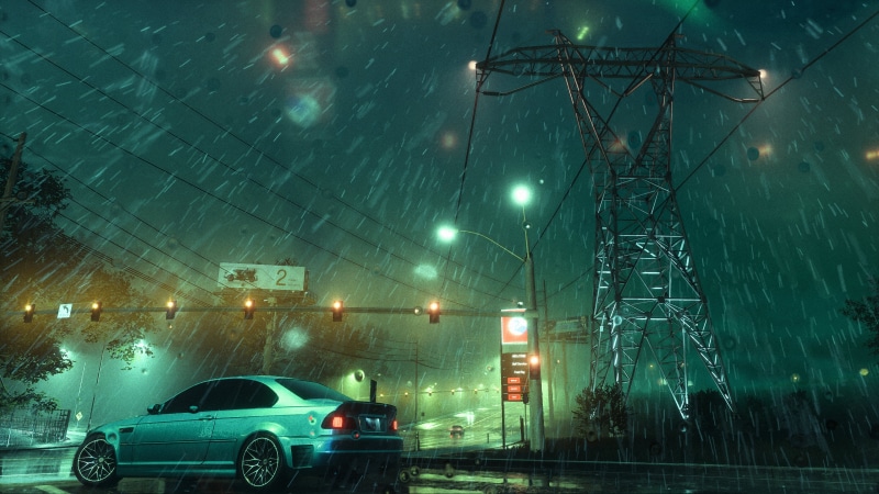 4K, night, city, rain, NFS Heat, BMW