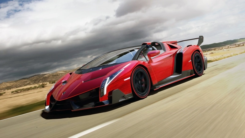 Lamborghini, professional sport, wheel, vehicle, red cars, Lamborghini Veneno, sports race, 1080P, Lamborghini Veneno Roadster, Veneno, sport, blurred motion