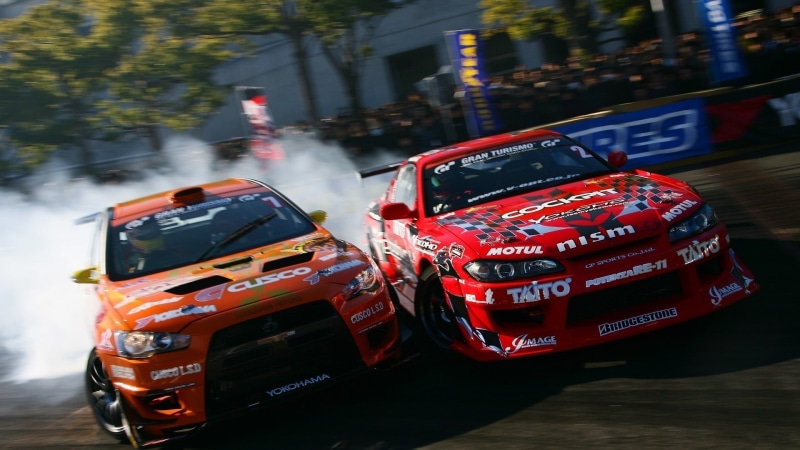 1080P, Mitsubishi Lancer Evolution, Mitsubishi Lancer Evo X, drift, smoke, sport, Silvia, Team Orange, sports, racing, race cars