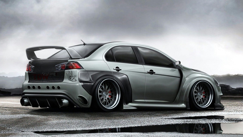 rims, car, 1080P, Mitsubishi Lancer Evo X