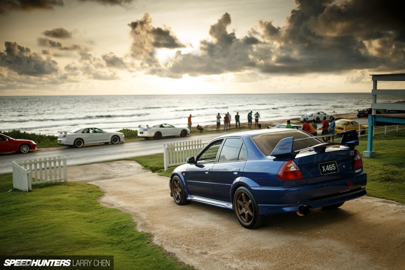 horizon over water, Mitsubishi Lancer, water, sea, grass, cloud - sky, mode of transportation, car, motor vehicle, horizon, JDM, day, incidental people