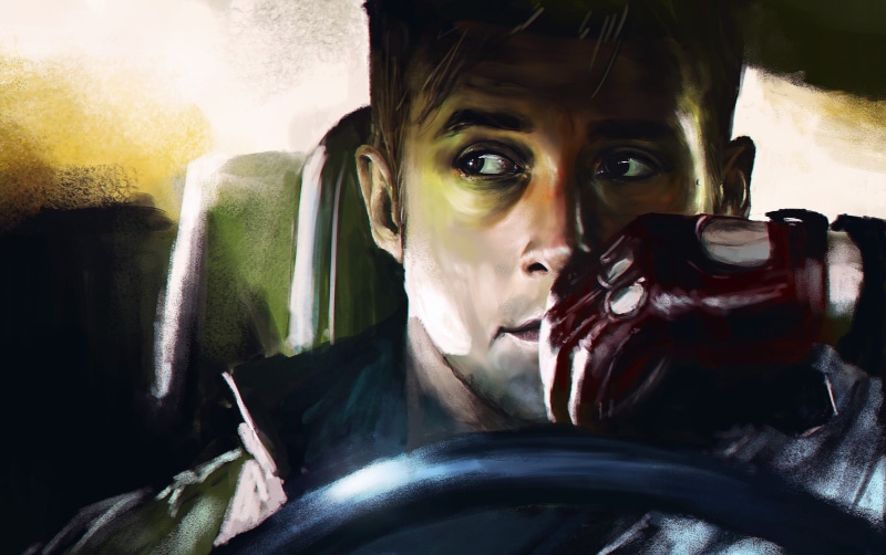 glove, 2K, man, Drive, face, actor, movie, Ryan Gosling