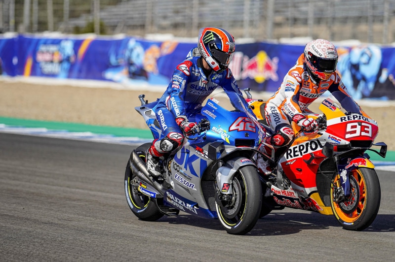 Alex Rins, Moto GP, Suzuki GSX-RR, Honda RC213V, 4K, Marc Marquez