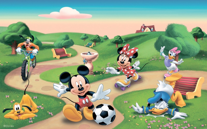 play, rollers, hd, 2K, football, goofy, park, mickey, bicycle, recreation, riding, daisy, photo, minnie, ride, donald