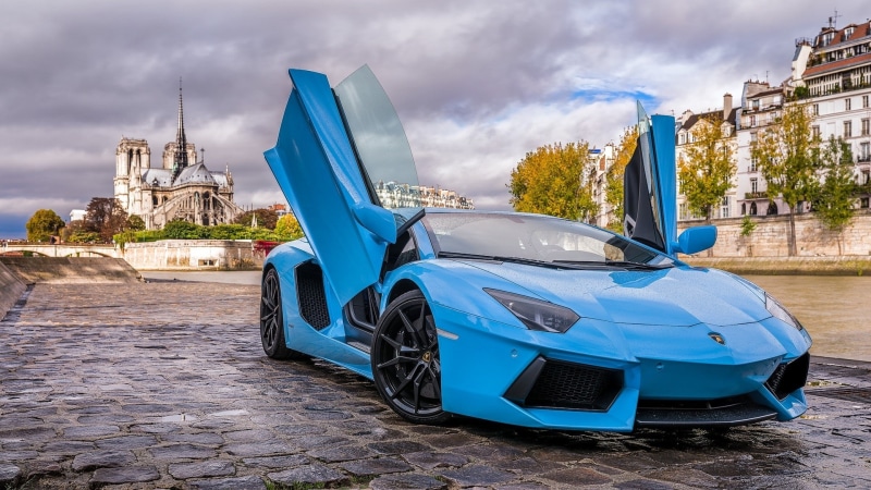 blue cars, car, vehicle, Lamborghini Aventador, Lamborghini, 1080P