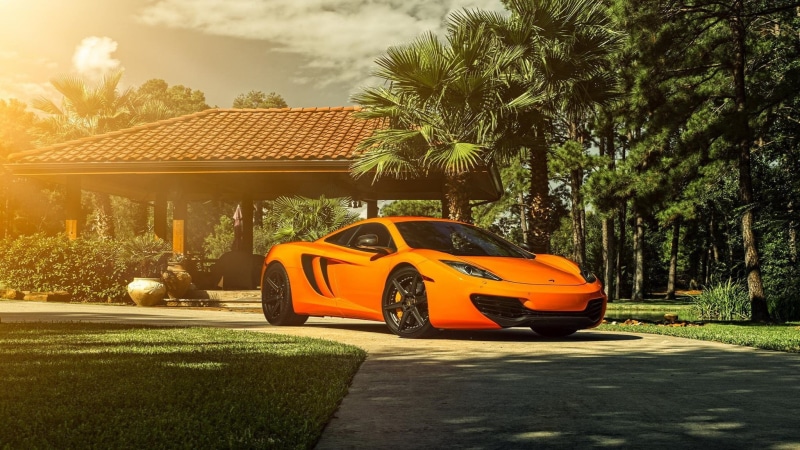 c, 1080P, mp, ADV.1, front, car, Supercar, McLaren, MP4-12C, adv, sports, orange, wheels, sun