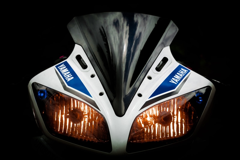 5K, black color, steering, powered, bike, r1, shape, reflection, r15, design, motorcycle, logo, indoors, shadow, studio shot, anakkara, india, white, plastic
