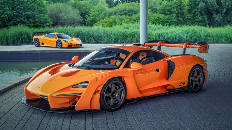 McLaren Senna, McLaren F1 LM, vehicle, 4K, car, orange cars, supercars