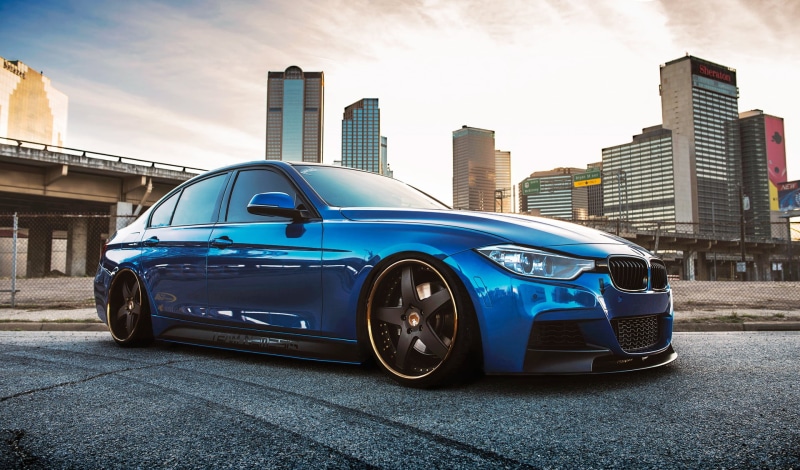 1080P, city life, shiny, wealth, front View, land Vehicle, frontside, elegance, stance, no People, sky, 335i, f30, building exterior, outdoors, speed