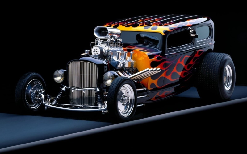wrangler, shiny, wheel, car, red, motorsport, Hot Rod, tuning, flame, racecar, chrome, speed, land vehicle, auto racing, black background, sports race