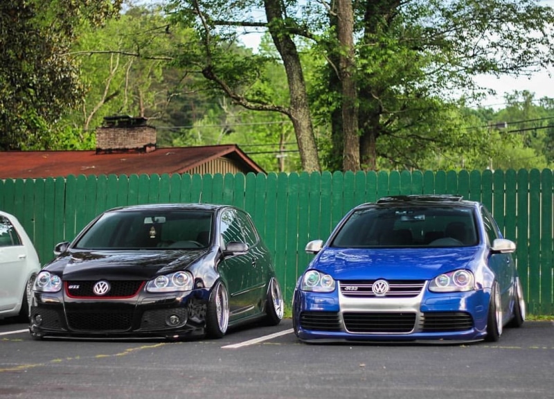 transportation, tree, motor vehicle, plant, car, street, road trip, vintage car, mode of transportation, stationary, no people, outdoors, car volkswagen golf mk5 stance tuning lowered german cars trees parking hellaflush vehicle