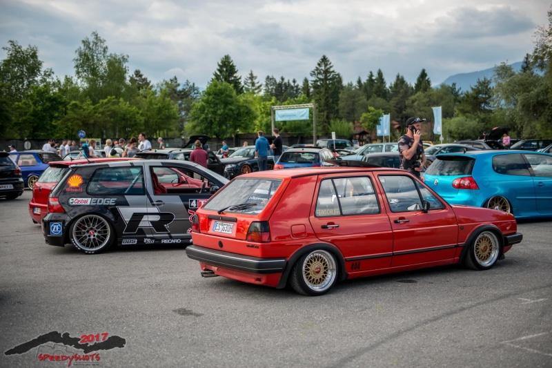 transportation, incidental people, street, VW Golf MK1, cloud - sky, tuning, nature, plant, tree, Audi, Volkswagen, retro styled, city, stationary, car