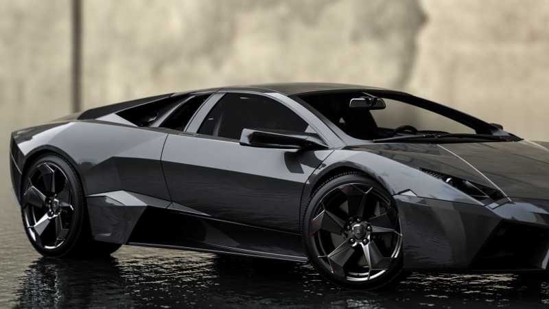 tire, Lamborghini Reventon, wheel, close-up, land vehicle, 2K, car, day, luxury, water, motor vehicle, shiny, silver colored, mode of transportation, back