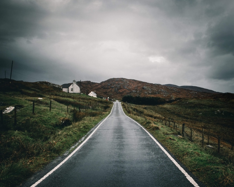 road, moody, dark, way, united kingdom, sky, island, beauty in nature, field, diminishing perspective, direction, the way forward, day, asphalt, 4K, highway