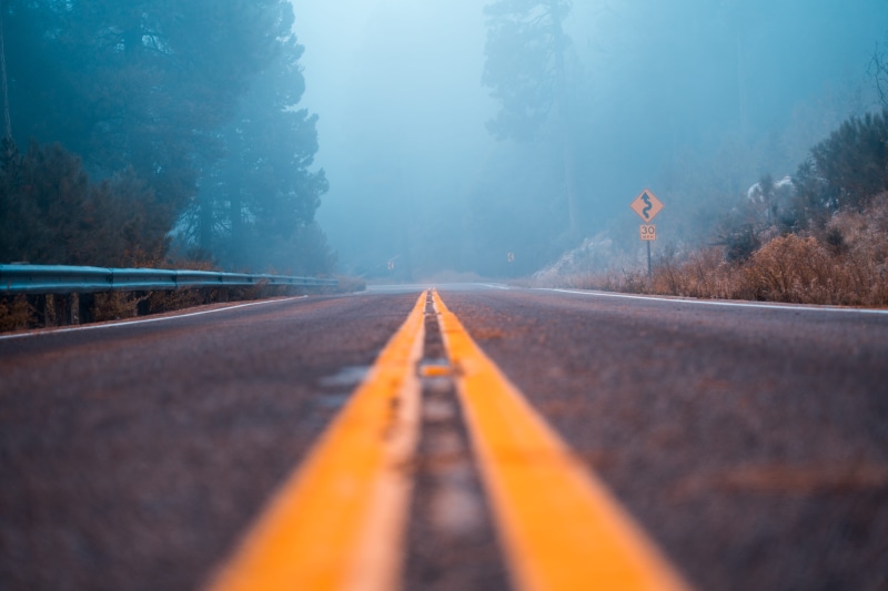 gravel, the way forward, transportation, landscape, asphalt, marking, united states, fog, selective, no people, nature, surface level, symbol, highway