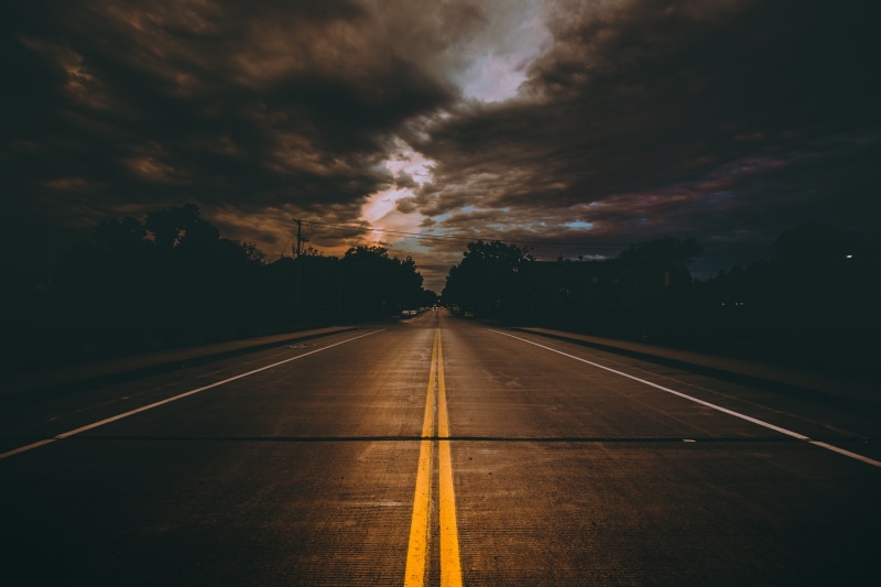 clouds, speed, road marking, street, marking, sign, blue, sky, black, summer, dividing line, minneapolis, diminishing perspective, landscape, cloud - Sky