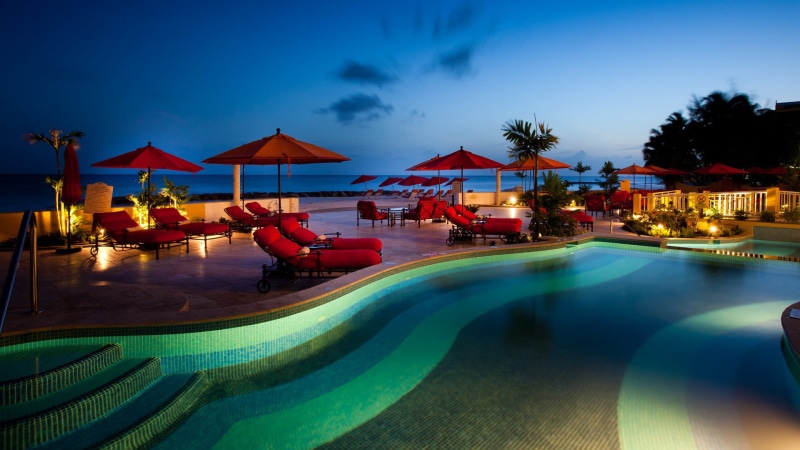 travel destinations, tropical, travel, holiday, horizon, 1080P, coast, scenery, water, night, tourist resort, paradise, summer, blue, pool, dusk, sun