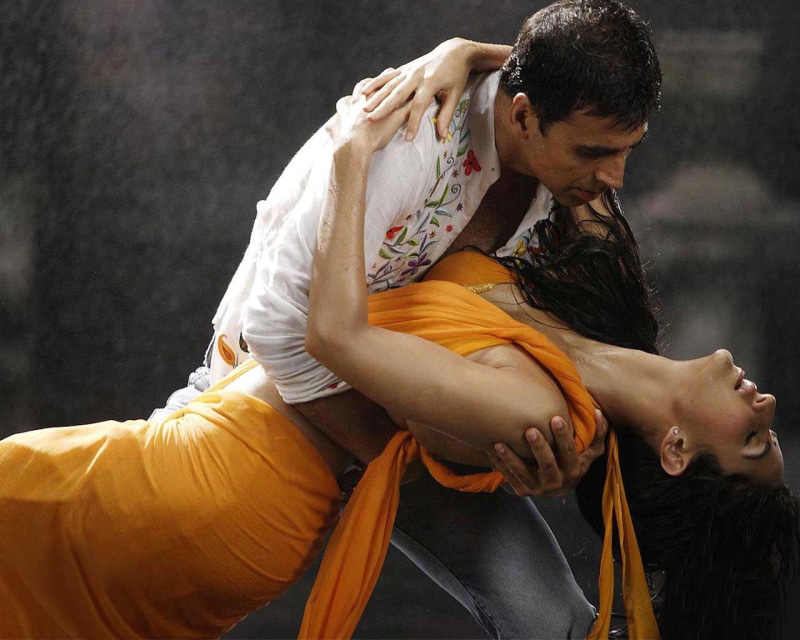 katrina, hd, 720P, saree, celebrities, rain, kaif, wet, akshay