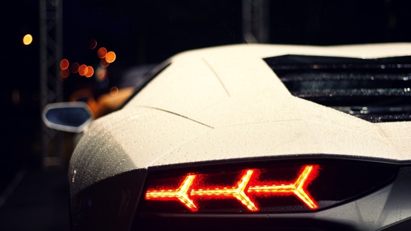 wet, cars, lamborghini, aventador, hd, light, 1080P, tail