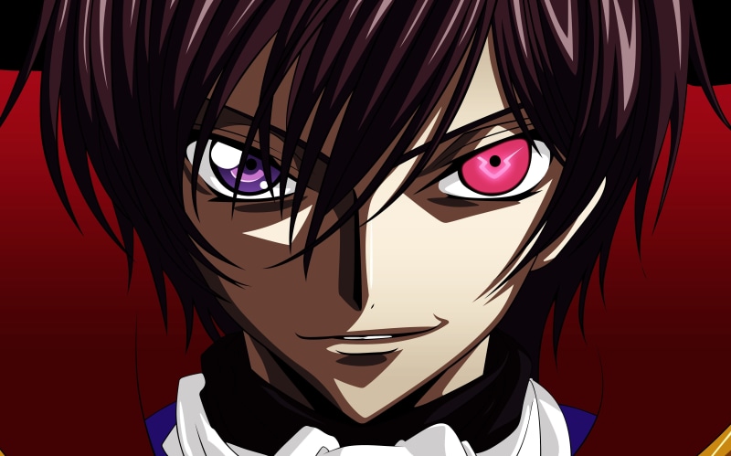 studio shot, anime boys, 4K, disguise, indoors, Code Geass, wall - building feature, headshot, creativity, character, anime, human representation, one person