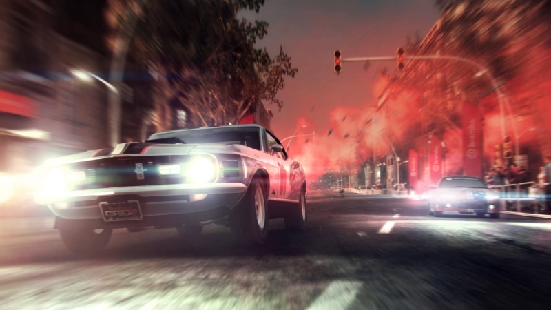 city, on the move, incidental people, Ford Mustang, night, video games, beige, built structure, 1080P, motion, road, motor vehicle, street, blurred motion
