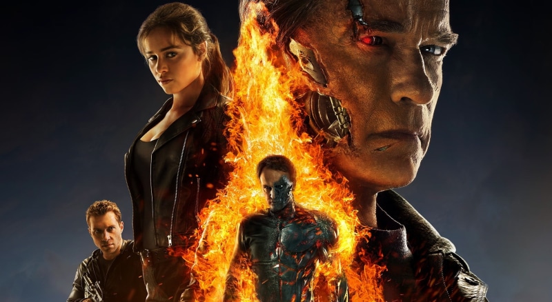Other Movies, 2015, 1080P, digital composite, young men, sarah connor, digital, fire, arnold schwarzenegger, adult, heat - temperature, people, clarke