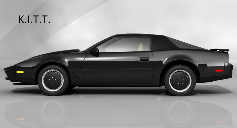 Knight Rider, Pontiac, TV, sports car, digital art, 720P, simple background, reflection, K.I.T.T.