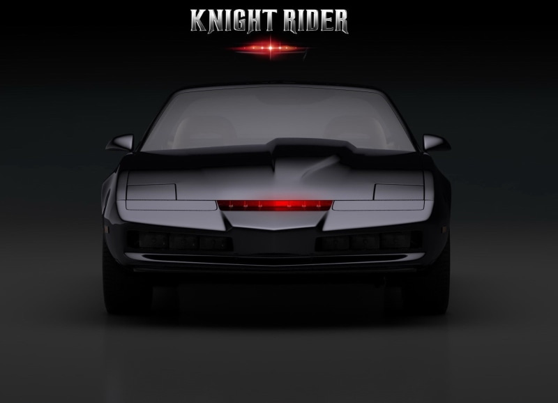 K.I.T.T., close-up, studio shot, night, sign, Lights, black color, text, TV, tail light, motor vehicle, 720P, indoors, transportation, Pontiac, black background