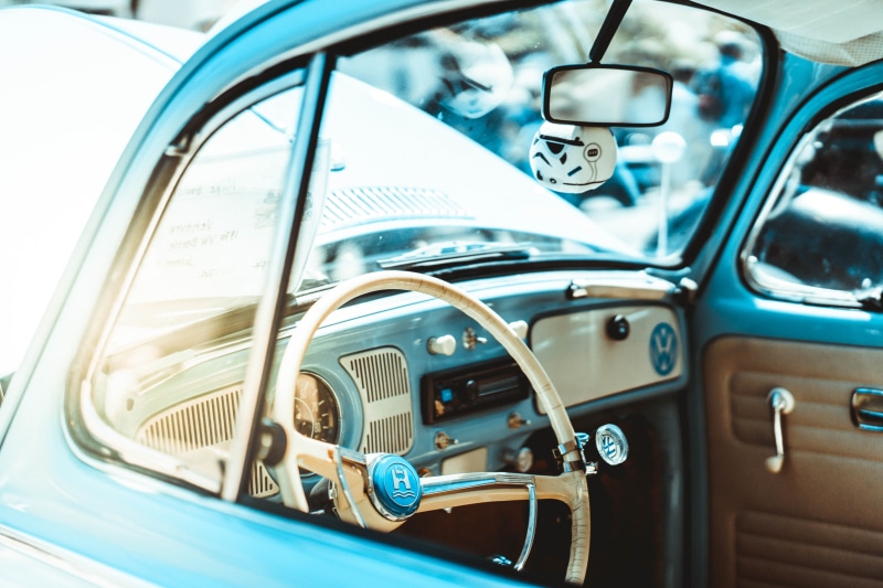 mode of Transport, vehicle Door, old-fashioned, Baby Blue, rear-view mirror, windshield, wheel, land Vehicle, outdoors, shallow, 5K, street, chrome, baby