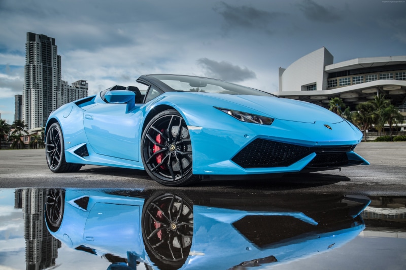 blue, Lamborghini, Lamborghini Huracan, 4K, huracan, 4K, LP610-4 Spyder