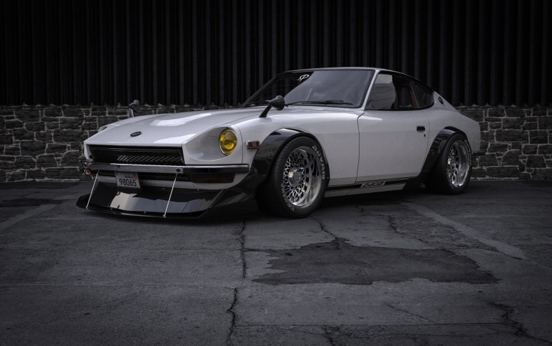 Vehicles, Rendering, Rostislav Prokop, by Rostislav Prokop, Transport, Datsun, White, 240Z, 1080P, Art, Transport and Vehicles, Machine, Concept Art, Datsun 240Z