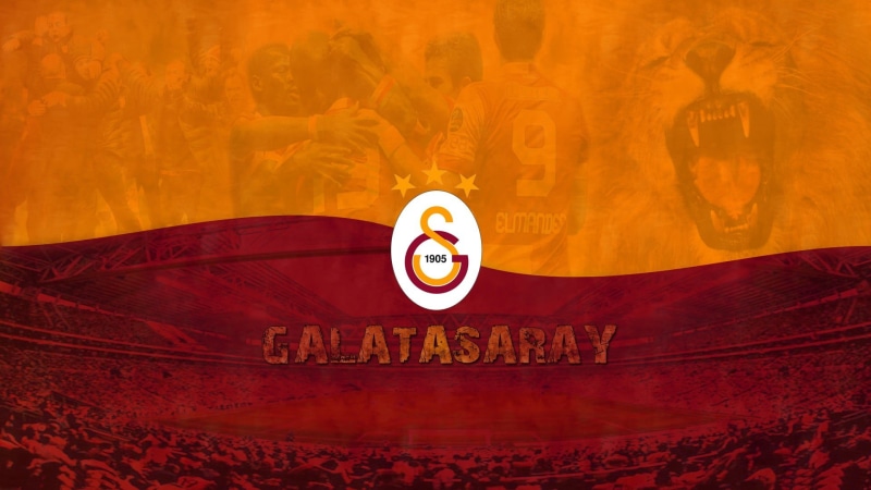 number, logo, soccer, smoke - physical structure, 1080P, no people, sign, digital composite, orange color, indoors, Galatasaray S.K., illuminated, art and craft