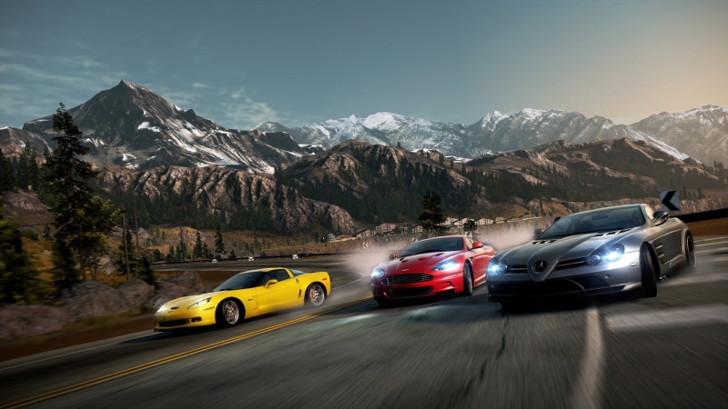 hot pursuit, summer, car, blurred motion, travel Destinations, scenics, supercars, need for speed, 1080P, cars, sports, road, street, landscape, speed