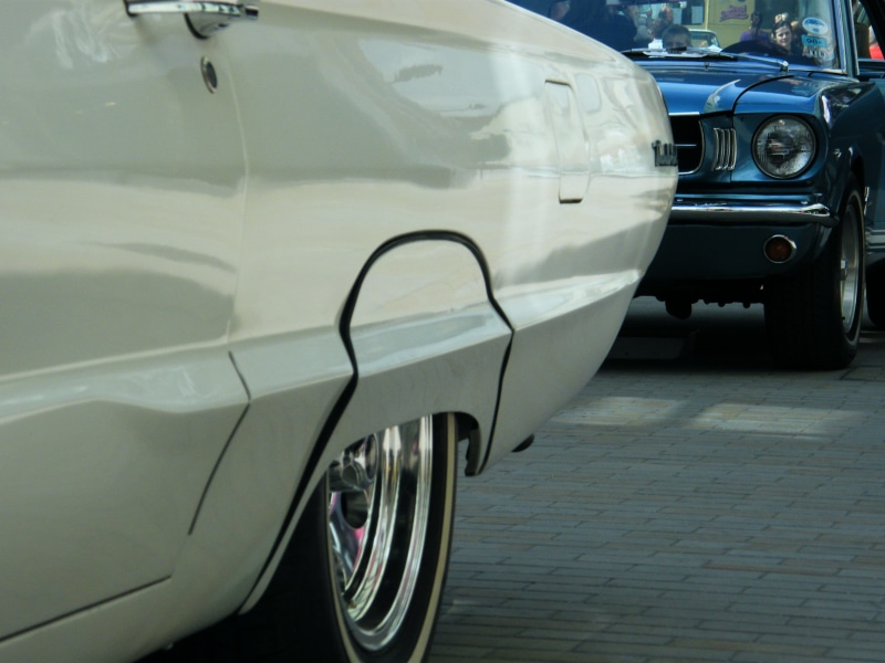 car, vehicle, day, motor vehicle, mode of transportation, transportation, Mustang, engines, behind, no people, luxury, drive, 50s, classic, motor, vintage car