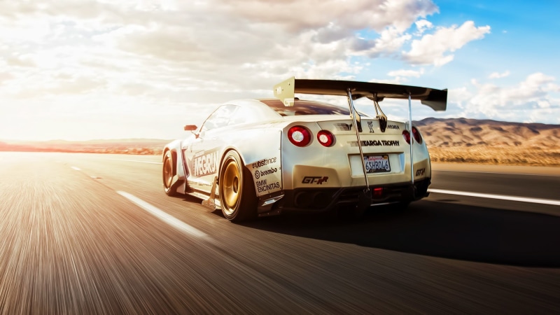 racecar, cloud - sky, 1080P, blurred motion, sports race, professional sport, road, car, sunlight, auto racing, nature, tuning, speed, land vehicle, motion