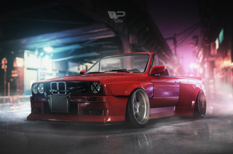 red cars, sport, competition, racecar, 1080P, BMW M3 E30, night, focus on foreground, mode of transportation, sports car, shiny, no people, transportation