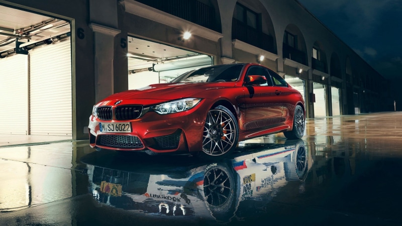 BMW M4, car, 1080P, water, reflection, BMW