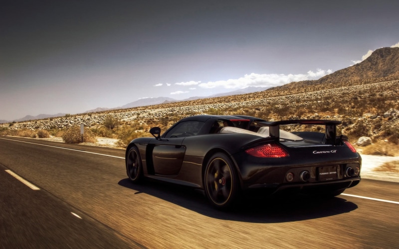 motion, Carrera GT, mountain, sky, on the move, journey, car, sports, speed, road, 1080P, no people, scenics - nature, motor vehicle, day, gray, Porsche Carrera GT