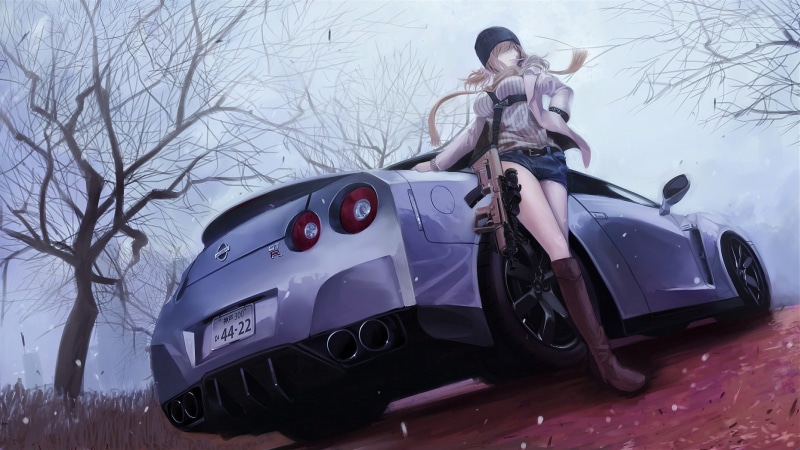 anime, 1080P, girls, r, gt, nissan, anime girls, 2132x1200, nissan gt-r