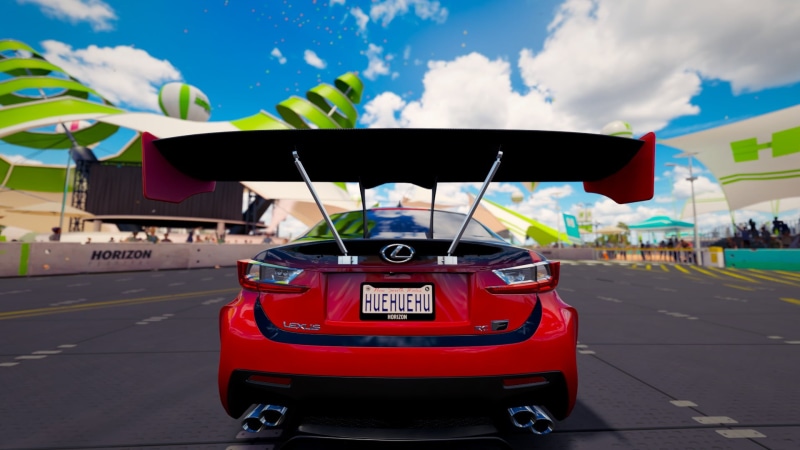 sky, Lexus, building exterior, mode of transportation, civic, red, forza horizon 3, city, built structure, 1080P, amusement park, black, incidental people
