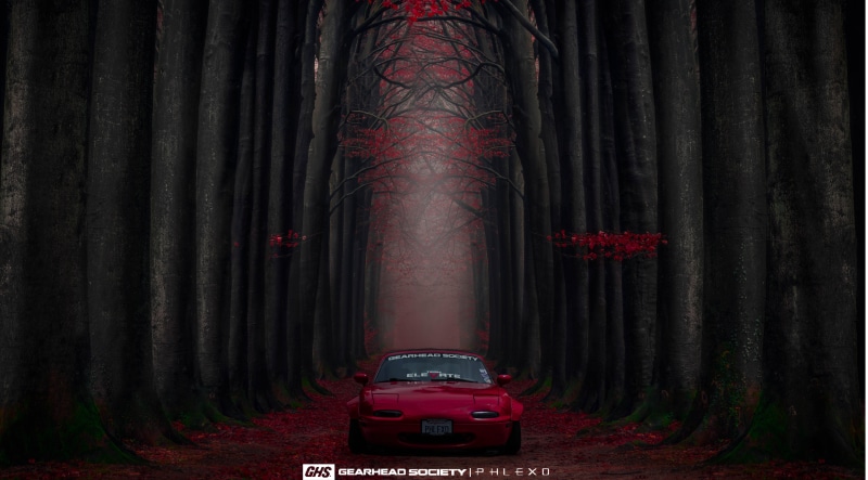 Photoshop, miata, Mazda, rocketbunny, widebody, 5K, sports car, sunset, photography