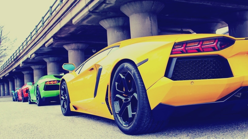 modern, Lamborghini Aventador, tire, grille, outdoors, Lamborghini, power, sport, looking At View, taxi, land Vehicle, stationary, road, architecture, red
