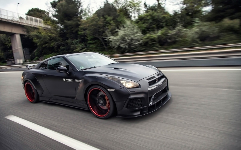 car, day, street, wealth, Prior Design, transportation, no people, tree, 1080P, road trip, Nissan GT-R PD750 Widebody, Nissan GT-R R35, speed, land vehicle