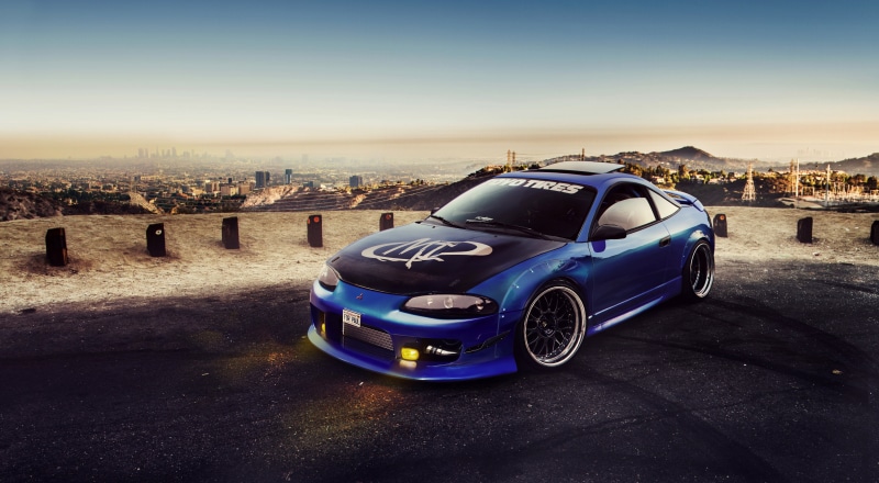 Car, Virtual, 4K, Blue, Eclipse, Mitsubishi, Tuning