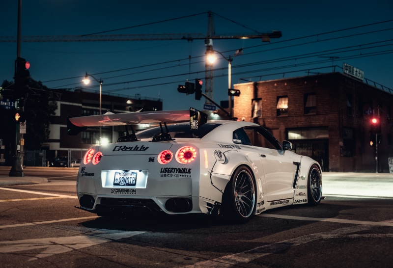 Nissan, 4K, Nissan GT R, night, Liberty Walk, car
