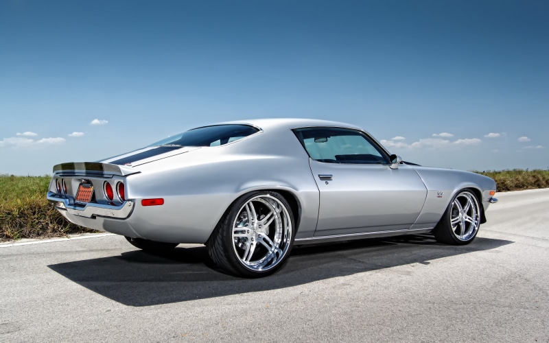 day, side View, elegance, road, chevrolet camaro, blue, mode of transportation, speed, car, sunlight, front View, old-fashioned, white color, wheel, silver colored