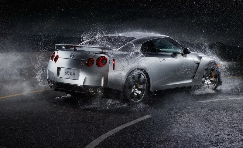 red, splashing, nature, road, extreme weather, motor vehicle, Cars, water, spraying, wet, Nissan, car, breaking, destruction, accidents and disasters, silver